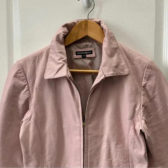 Atmosphere Leather Jacket Zip Front Pink Size Small - Picture 4 of 16